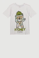 Boys Money Talks Bear Tee, White, Size 12-14