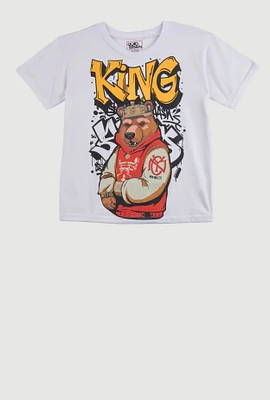 Boys King Bear Graphic Tee, White, Size 16-18