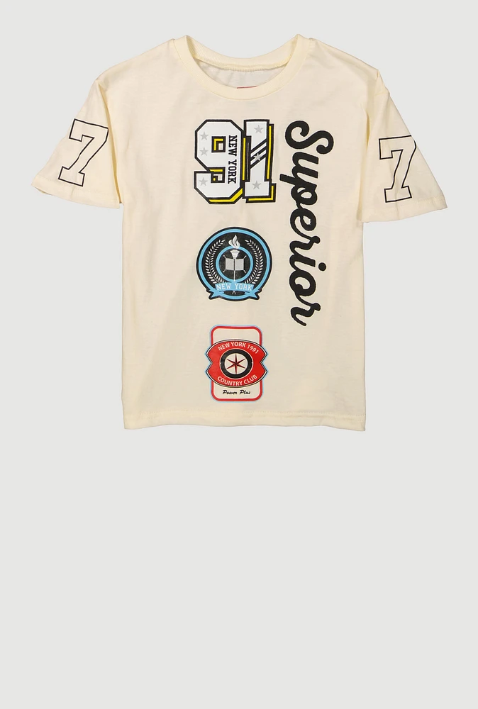 Boys Superior Graphic Tee, Beige, Size 8-10