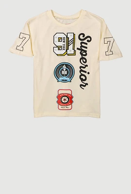 Boys Superior Graphic Tee, Beige, Size 8-10