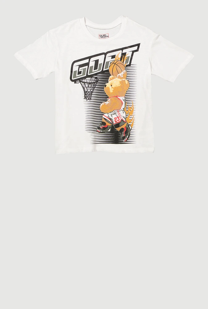 Boys Goat Bear Tee, White, Size 16-18