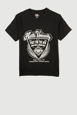 Boys Hustle University Graphic Tee, Black, Size 12-14