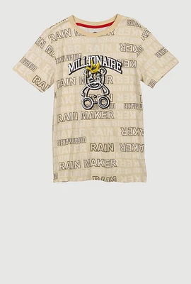 Boys Millionaire Rain Maker T Shirt, Beige, Size 10-12