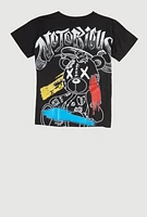 Boys Notorious Teddy Graphic Crew Neck T Shirt, Black, Size S