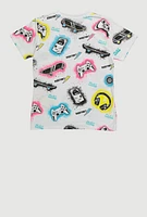 Boys Video Game Patterned T Shirt, Multi, Size L