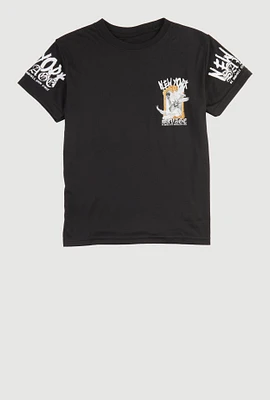 Boys New York Savage Graphic Crew Neck Tee, Black, Size L