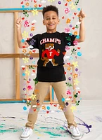 Boys Champs Chenille Patch Graphic Tee, Black, Size 8