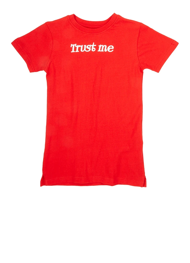 Boys Trust Me Crew Neck Graphic Tee, Red, Size 18-20