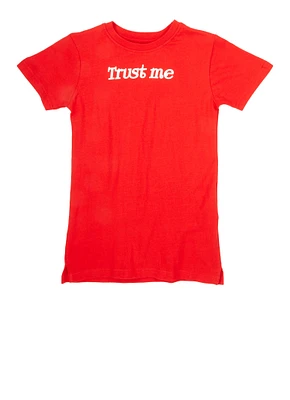 Boys Trust Me Crew Neck Graphic Tee, Red, Size 18-20