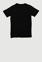 Boys Game Embroidered Crew Neck Graphic Tee, Black,