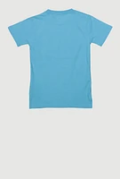 Boys Embroidered Game Graphic Tee, Blue, Size 10-12