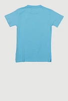 Boys Embroidered Graffiti Bear Tee, Blue, Size 14-16
