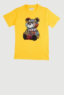 Boys Graffiti Bear Graphic Tee, Yellow, Size 10-12
