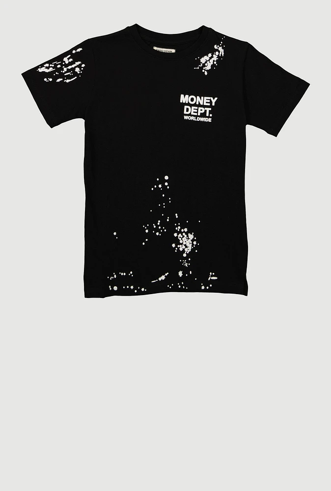 Boys Money Dept Worldwide Graphic Tee, Black, Size 18-20