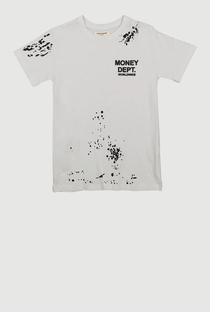 Boys Money Dept Worldwide Graphic Print Tee, White, Size 14-16
