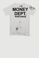 Boys Money Dept Worldwide Graphic Print Tee, White, Size 8