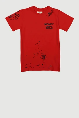 Boys Paint Splatter Money Dept. Worldwide Tee, Red, Size 10-12
