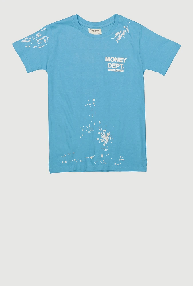 Boys Paint Splatter Money Dept. Worldwide Graphic Tee, Blue, Size 18-20