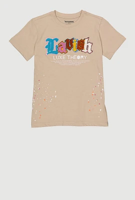 Boys Lavish Chenille Patch Graphic Tee, Beige,