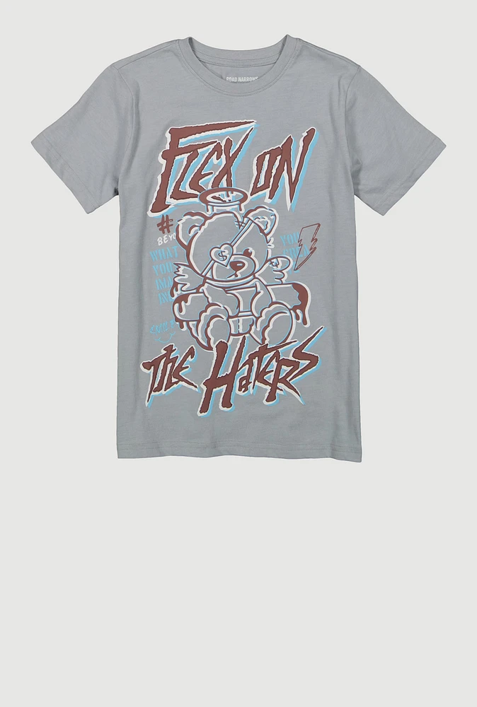 Boys Flex On The Haters Graphic Tee, Grey, Size 8