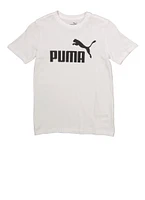Boys Puma Logo Crew Neck Tee, White, Size 14-16