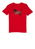 Boys Puma Logo Short Sleeve T Shirt, Red, Size 10-12