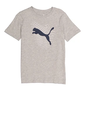 Boys Puma Overlap Logo Graphic Tee, Grey, Size L