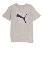Boys Puma Overlap Logo Graphic Tee, Grey, Size L