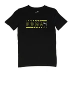Boys Puma Short Sleeve Crew Neck Tee, Black, Size M