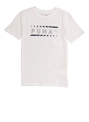 Boys Puma Basic Logo Short Sleeve Graphic Tee, White, Size 14-16