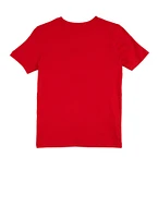 Boys Puma Logo Graphic Crew Neck Top, Red, Size S