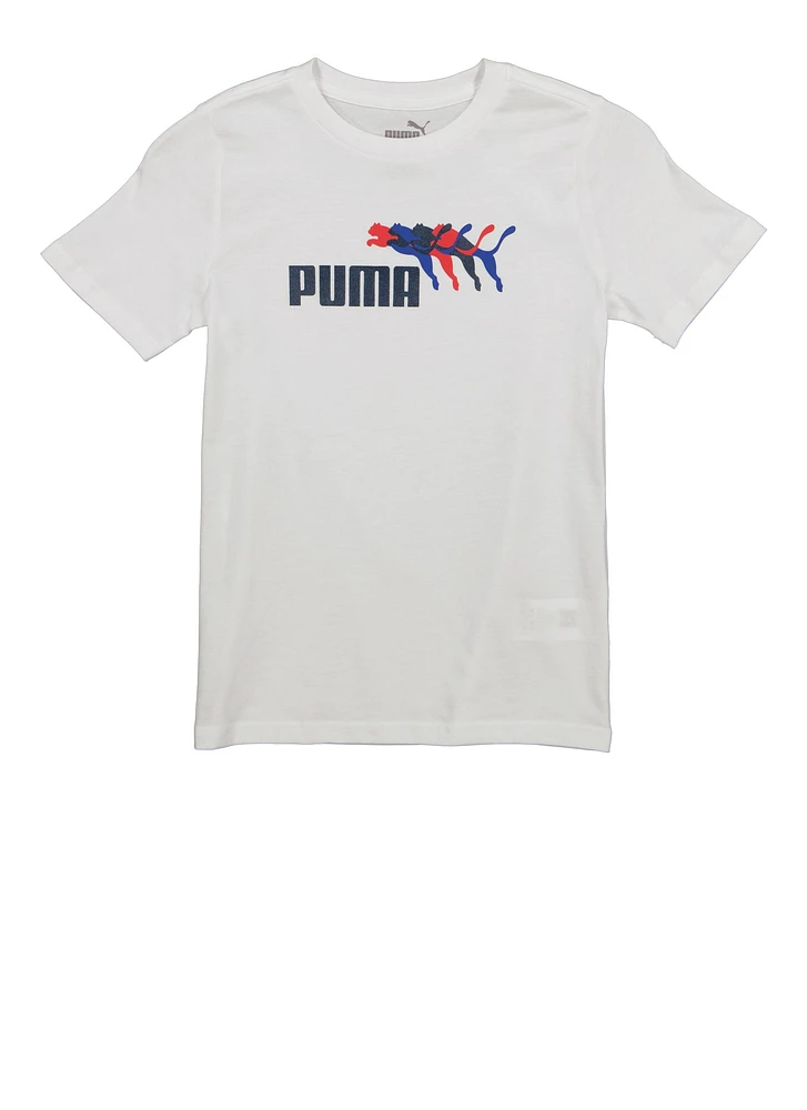 Boys Puma Logo Graphic Tee, White,