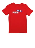 Boys Puma Short Sleeve Crew Neck T Shirt, Red,