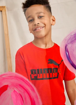Boys Puma Logo Graphic T Shirt, Red, Size 18-20