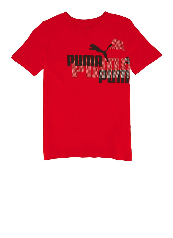 Boys Puma Crew Neck Top, Red,