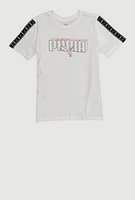 Boys Puma Sleeve Graphic Print Tee, White, Size S