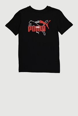 Boys Puma Graphic Print Tee, Black, Size M