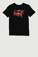 Boys Puma Graphic Print Tee, Black, Size M