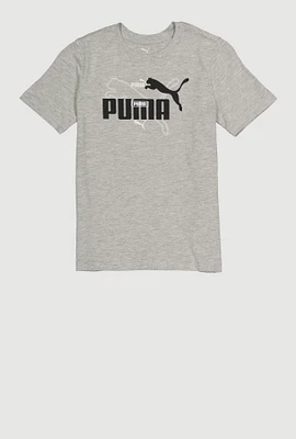 Boys Marled Puma Graphic Print Tee, Grey, Size S