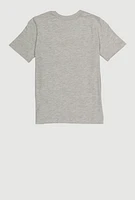 Boys Marled Puma Graphic Print Tee, Grey, Size S