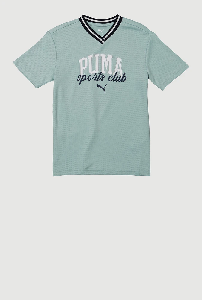 Boys Puma Sports Club Graphic Tee, Green, Size 18-20