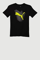 Boys Puma Logo T Shirt, Black, Size 14-16