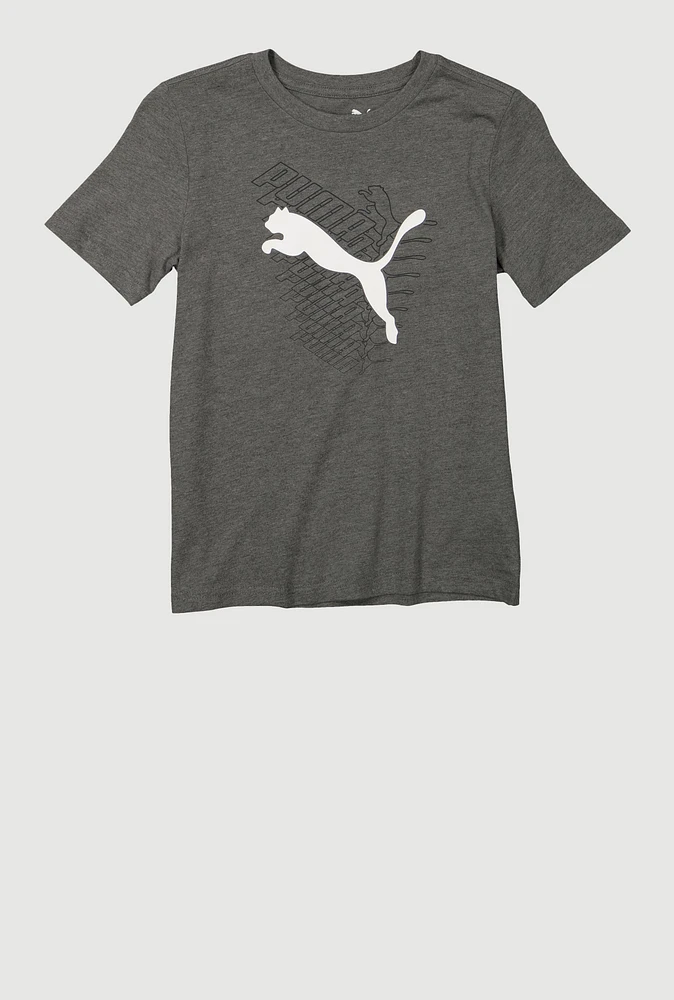 Boys Puma Marled Tee, Grey, Size M