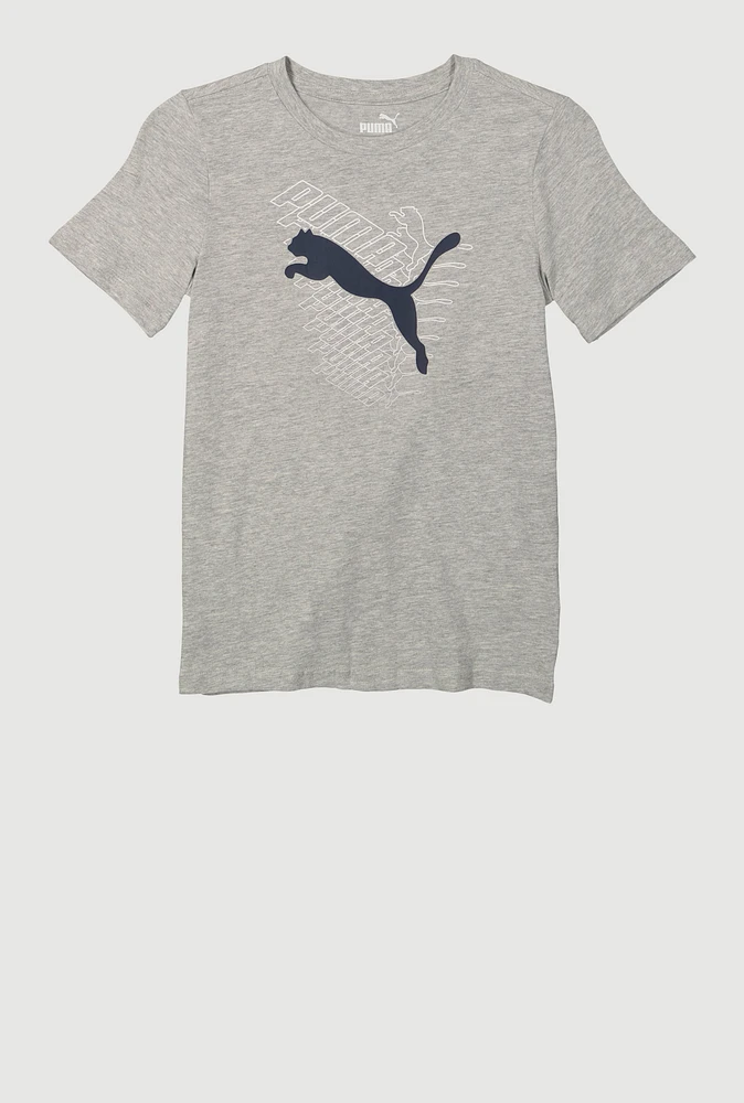Boys Puma Marled T Shirt, Grey, Size 10-12
