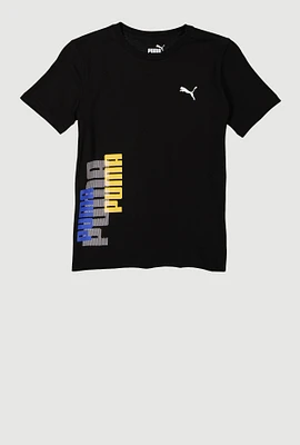 Boys Puma Crew Neck T Shirt, Black, Size 18-20