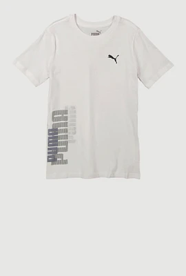 Boys Puma Crew Neck Tee, White, Size 8