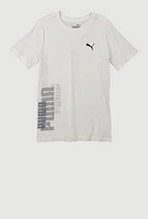 Boys Puma Crew Neck Tee, White, Size 8