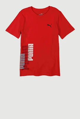 Boys Puma Crew Neck Graphic Tee, Red, Size L