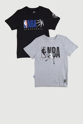 Boys NBA Basketball Graphic Tees 2 Pack, Multi, Size 10-12