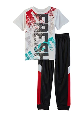 Little Boys Fresh Crew Neck Tee and Joggers Set, Multi, Size 4